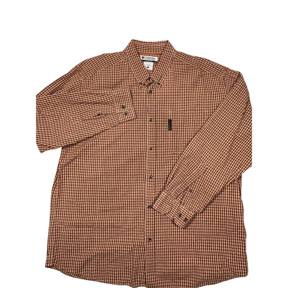 Columbia Sportswear XL Long Sleeve Button‎ Down Shirt Brown Gingham - Picture 2 of 8